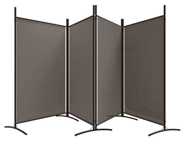4 paneles antracitszürke szövet térelválasztó 346x180 cm