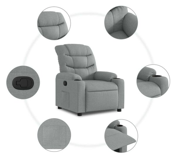 VidaXL világosszürke szövet dönthető fotel