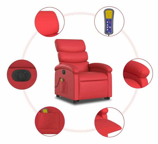 VidaXL elektromos bordó műbőr felállást segítő dönthető masszázsfotel