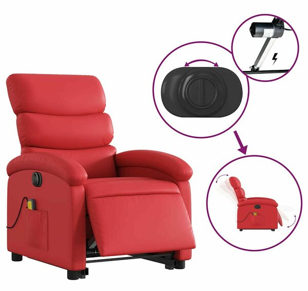 VidaXL elektromos bordó műbőr felállást segítő dönthető masszázsfotel