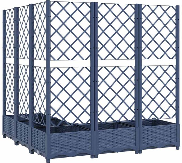 Kékszürke PP rácsos kerti ültetőláda 120 x 120 x 121,5 cm