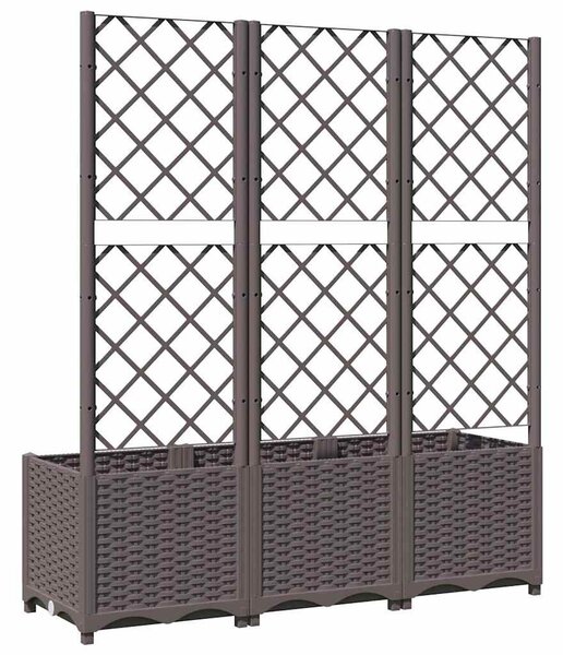 Barna PP kerti virágláda ráccsal 120 x 40 x 136 cm