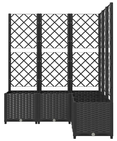 Fekete polipropilén rácsos kerti ültetőláda 120 x 120 x 136 cm