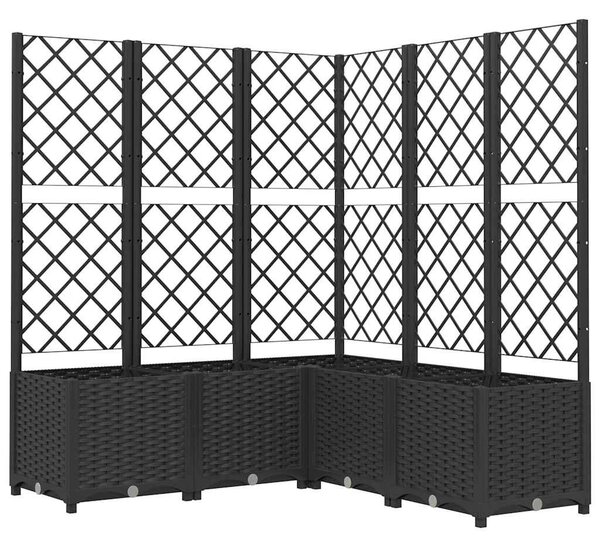 Fekete polipropilén rácsos kerti ültetőláda 120 x 120 x 136 cm