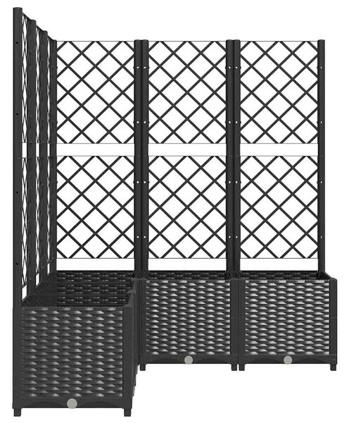 Fekete polipropilén rácsos kerti ültetőláda 120 x 120 x 136 cm
