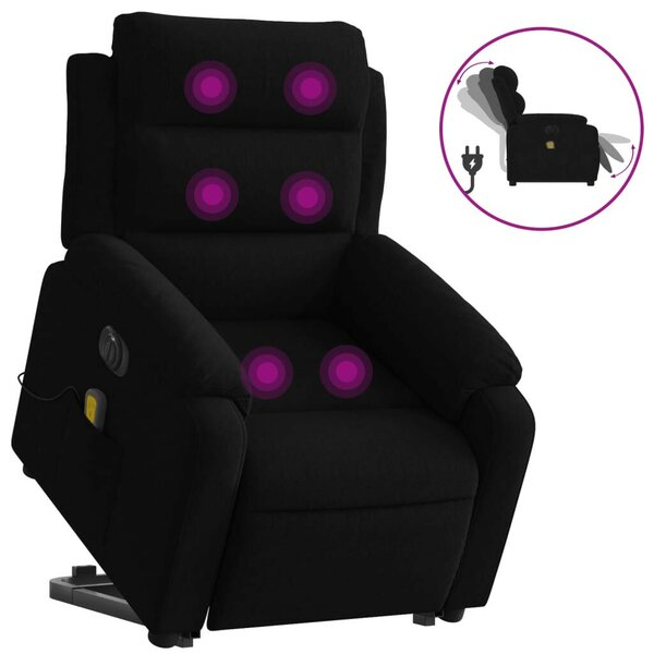 VidaXL elektromos felállást segítő fekete bársony masszázsfotel
