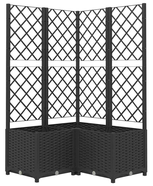 Fekete polipropilén rácsos kerti ültetőláda 80 x 80 x 136 cm