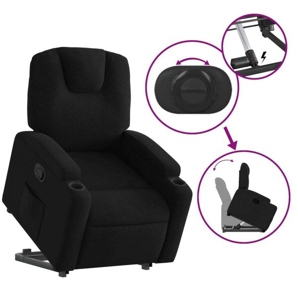 VidaXL Elektromos Emelő Fotel - Fekete Szövet