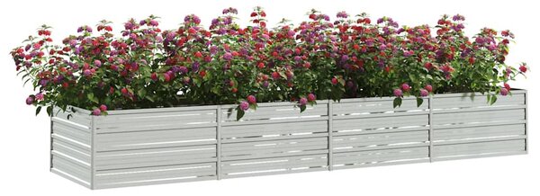 Ezüstszínű horganyzott acél kerti magaságyás 320 x 80 x 45 cm