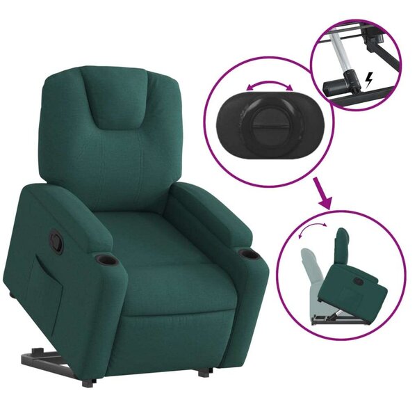 VidaXL Elektromos Felfelé Emelő Fotel - Sötétzöld