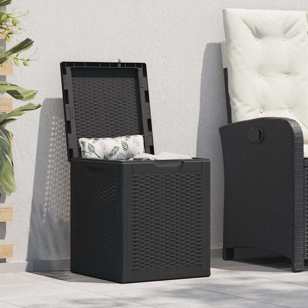 Fekete PP rattan kerti tároló doboz 90 L