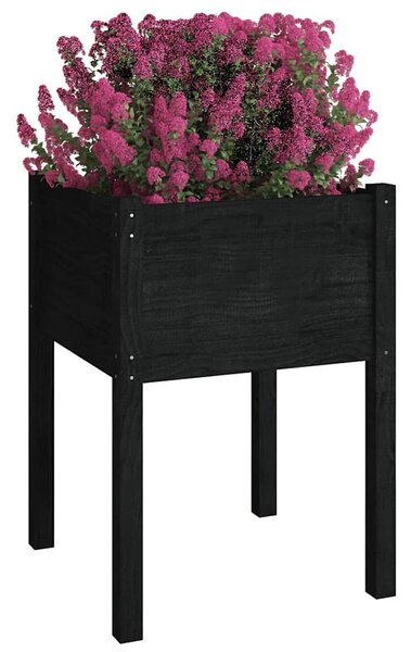 2 db fekete tömör fenyőfa kerti virágtartó 50 x 50 x 70 cm