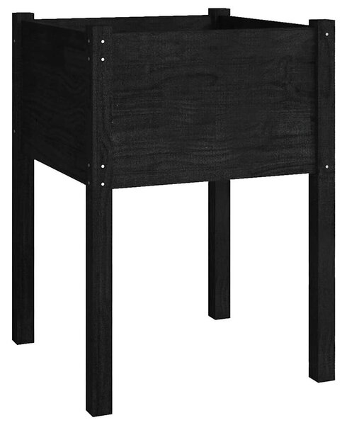 2 db fekete tömör fenyőfa kerti virágtartó 50 x 50 x 70 cm