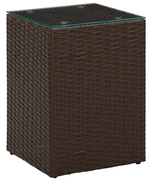 3 db barna polyrattan kisasztal üveg asztallappal
