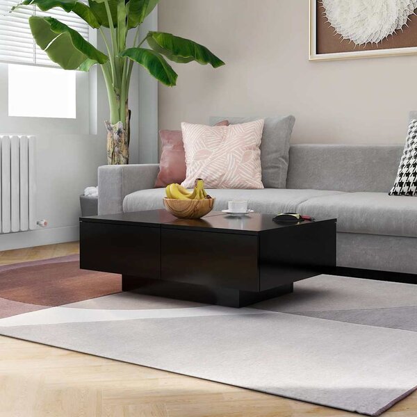 Fekete szerelt fa dohányzóasztal 90 x 60 x 31 cm