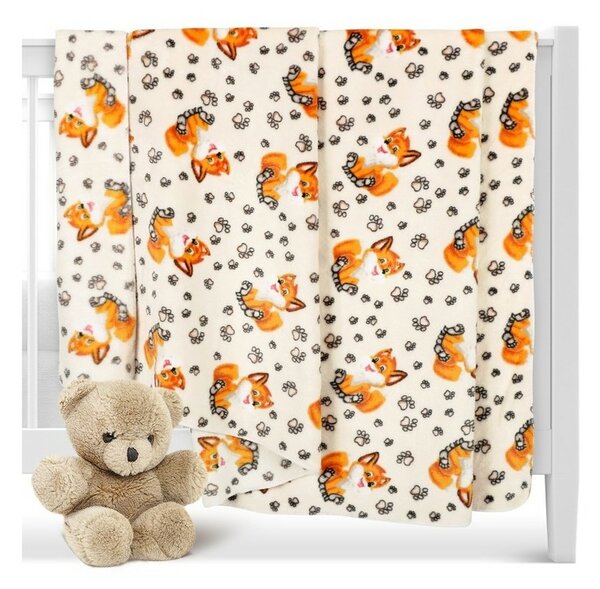 Bellatex Baba takaró Ella Fox narancssárga, fehér,100 x 150 cm