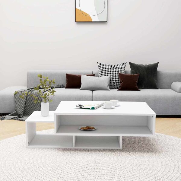 Fehér szerelt fa dohányzóasztal 105 x 55 x 32 cm