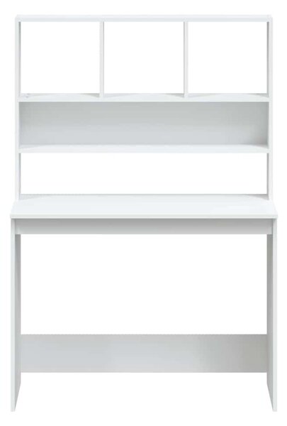 Fehér szerelt fa íróasztal polcokkal 102 x 45 x 148 cm