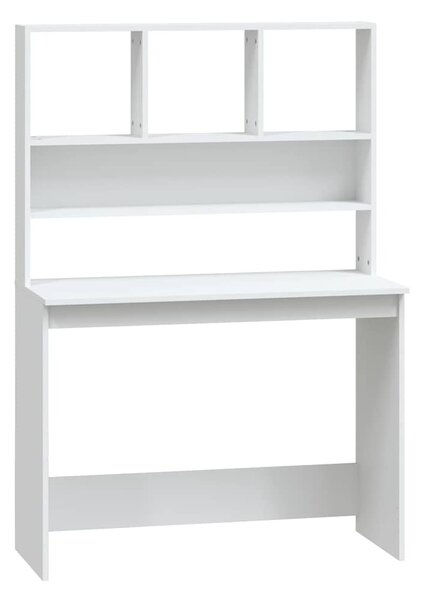 Fehér szerelt fa íróasztal polcokkal 102 x 45 x 148 cm