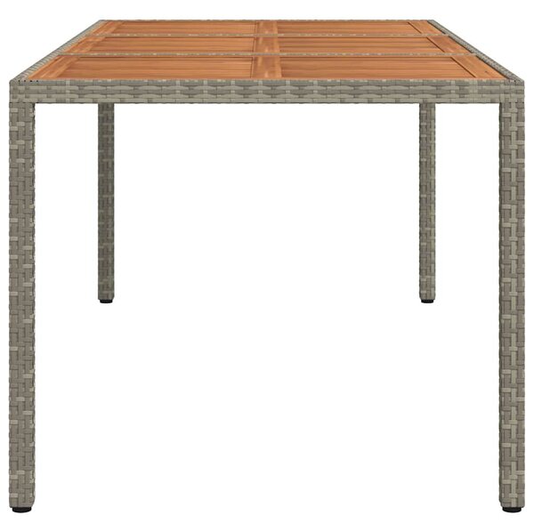 Szürke polyrattan és akácfa kerti asztal 190 x 90 x 75 cm