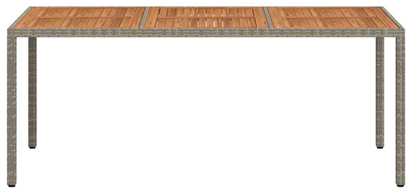 Szürke polyrattan és akácfa kerti asztal 190 x 90 x 75 cm