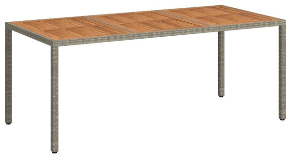 Szürke polyrattan és akácfa kerti asztal 190 x 90 x 75 cm