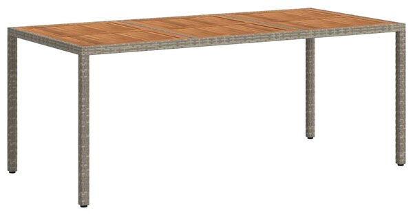 Szürke polyrattan és akácfa kerti asztal 190 x 90 x 75 cm