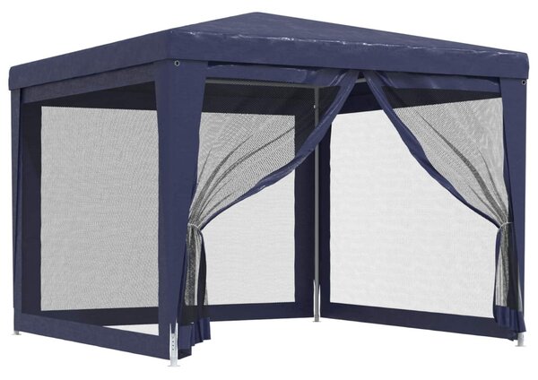 Kék HDPE rendezvénysátor 4 hálós oldalfallal 3x3 m