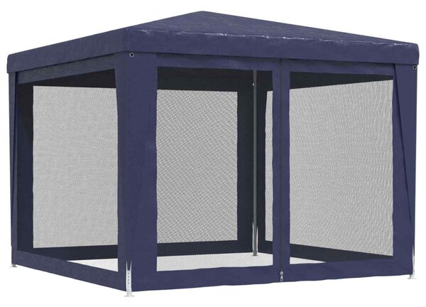 Kék HDPE rendezvénysátor 4 hálós oldalfallal 3x3 m