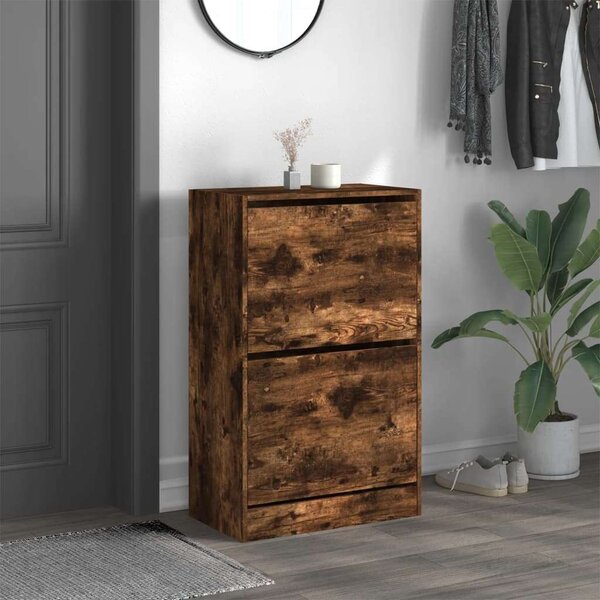 VidaXL Cipőtartó Szekrény - Füstös Tölgy - 60x34x96,5cm