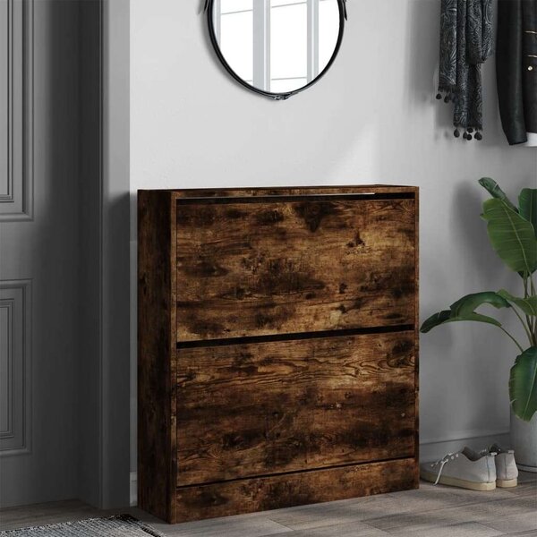 VidaXL Cipőtartó Szekrény - Füstös Tölgy - 80x21x87,5 cm