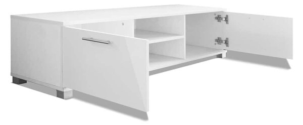 Magasfényű fehér TV-szekrény 120 x 40,5 x 35 cm