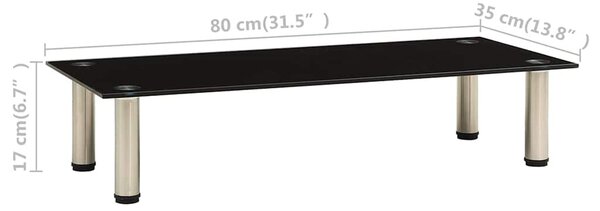 Fekete edzett üveg TV-állvány 80 x 35 x 17 cm