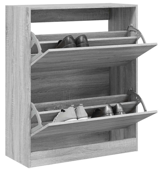 VidaXL szürke sonoma színű szerelt fa cipőszekrény 80x34x96,5 cm