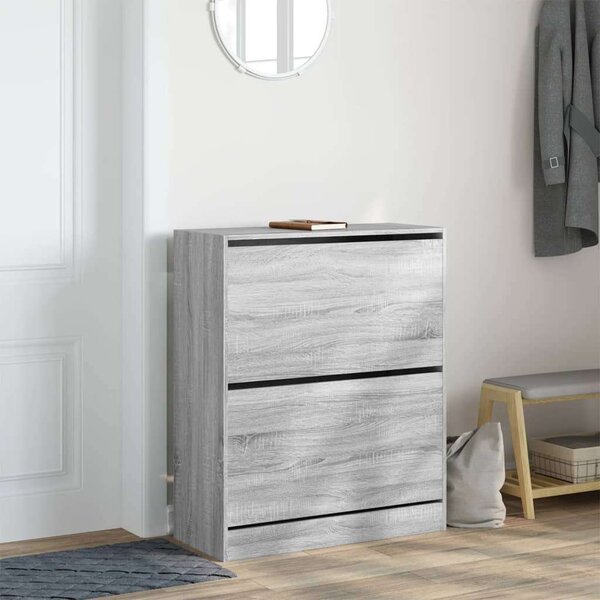 VidaXL szürke sonoma színű szerelt fa cipőszekrény 80x34x96,5 cm
