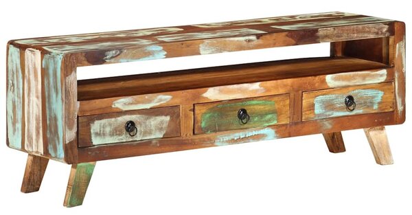 Többszínű tömör újrahasznosított fa TV-szekrény 110x30x40 cm