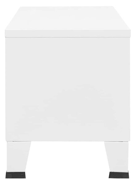 Fehér fém ipari stílusú TV-szekrény 105 x 35 x 42 cm