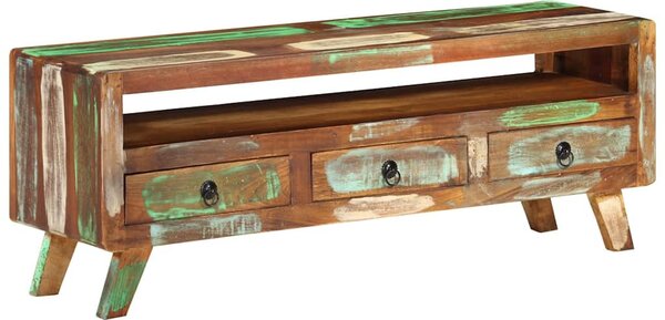 Többszínű tömör újrahasznosított fa TV-szekrény 110x30x40 cm