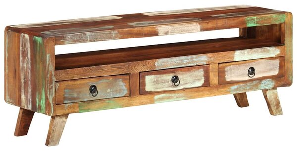 Többszínű tömör újrahasznosított fa TV-szekrény 110x30x40 cm