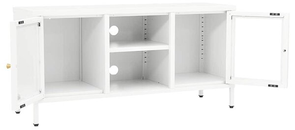 Fehér acél és üveg TV-szekrény 105x35x52 cm