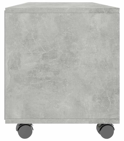 Betonszürke szerelt fa TV-szekrény görgőkkel 90 x 35 x 35 cm