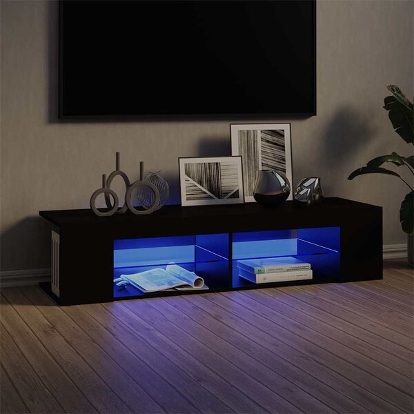 Fekete TV-szekrény LED-lámpákkal 135 x 39 x 30 cm