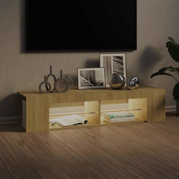 Sonoma tölgy színű TV-szekrény LED-lámpákkal 135 x 39 x 30 cm