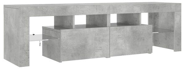 Betonszürke TV-szekrény LED-lámpákkal 140 x 36,5 x 40 cm