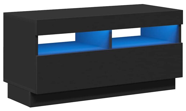 Fekete TV-szekrény LED-lámpákkal 80 x 35 x 40 cm