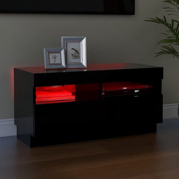 Fekete TV-szekrény LED-lámpákkal 80 x 35 x 40 cm