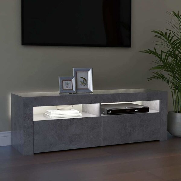 Betonszürke TV-szekrény LED-világítással 120 x 35 x 40 cm