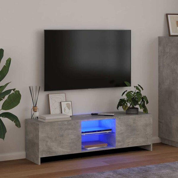 Szürke TV-szekrény LED-világítással 120 x 30 x 36 cm
