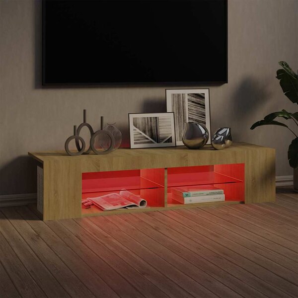 Sonoma tölgy színű TV-szekrény LED-lámpákkal 135 x 39 x 30 cm