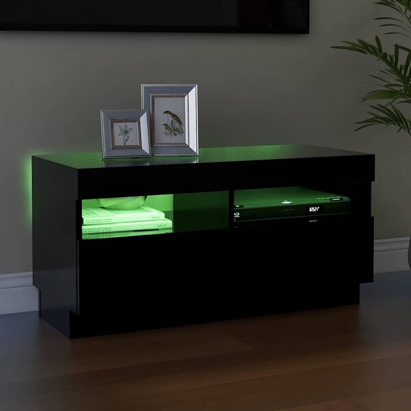 Fekete TV-szekrény LED-lámpákkal 80 x 35 x 40 cm